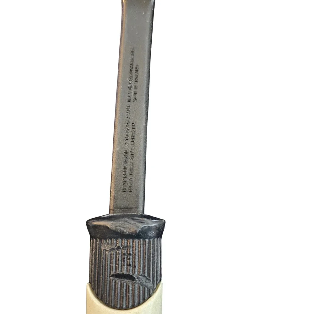 Ekco Vintage‎ Slotted Turner Spatula Black Nylon Heat Resistant Off-White Handle